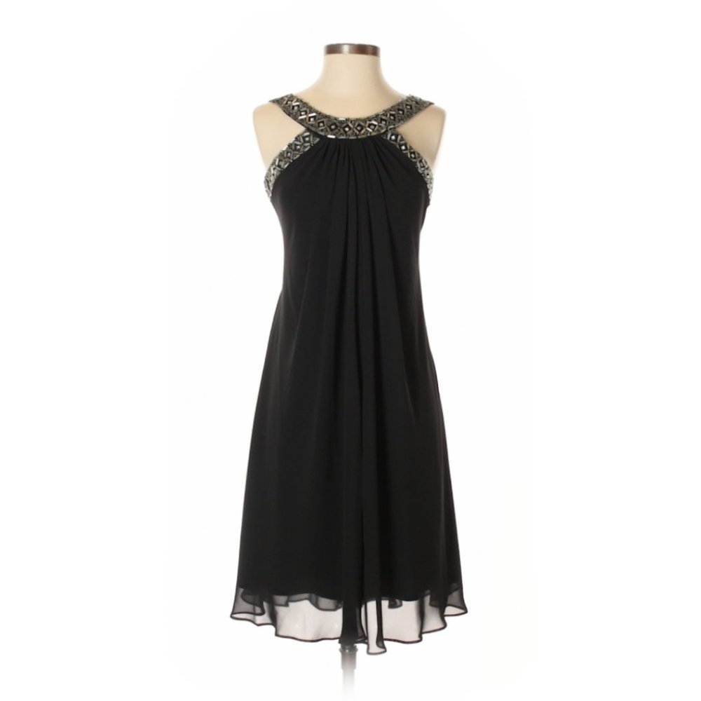 Boutique Polyester Cocktail Jeweled Dress Black